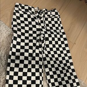 Papermoon Black and White Checkered Flare Jeans